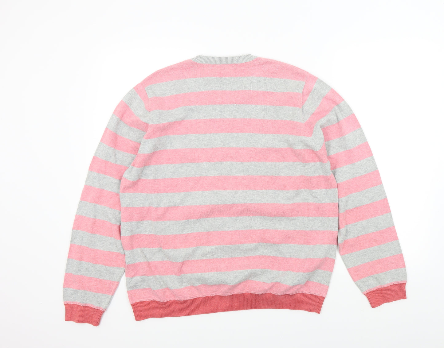 M&S Mens Pink Striped  Pullover Jumper Size L
