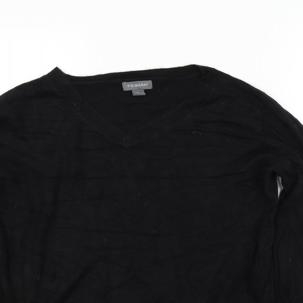 Primark Womens Black   Pullover Jumper Size L  - buttons on sleeves