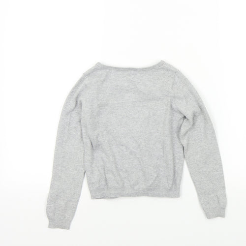 H&M Girls Grey   Cardigan Jumper Size 4 Years  - butterfly