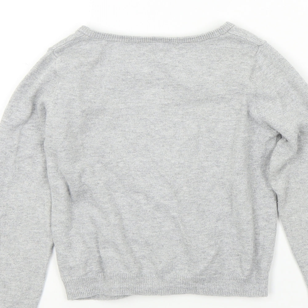 H&M Girls Grey   Cardigan Jumper Size 4 Years  - butterfly