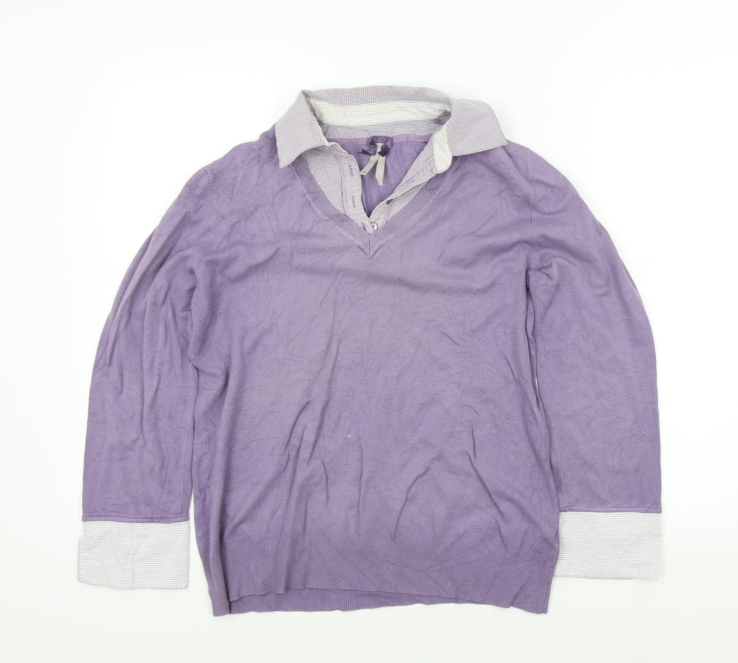 NEXT Womens Purple   Pullover Jumper Size 16  - shirt collar insert