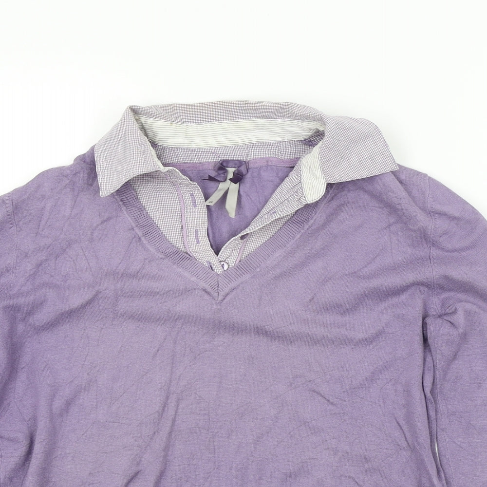 NEXT Womens Purple   Pullover Jumper Size 16  - shirt collar insert