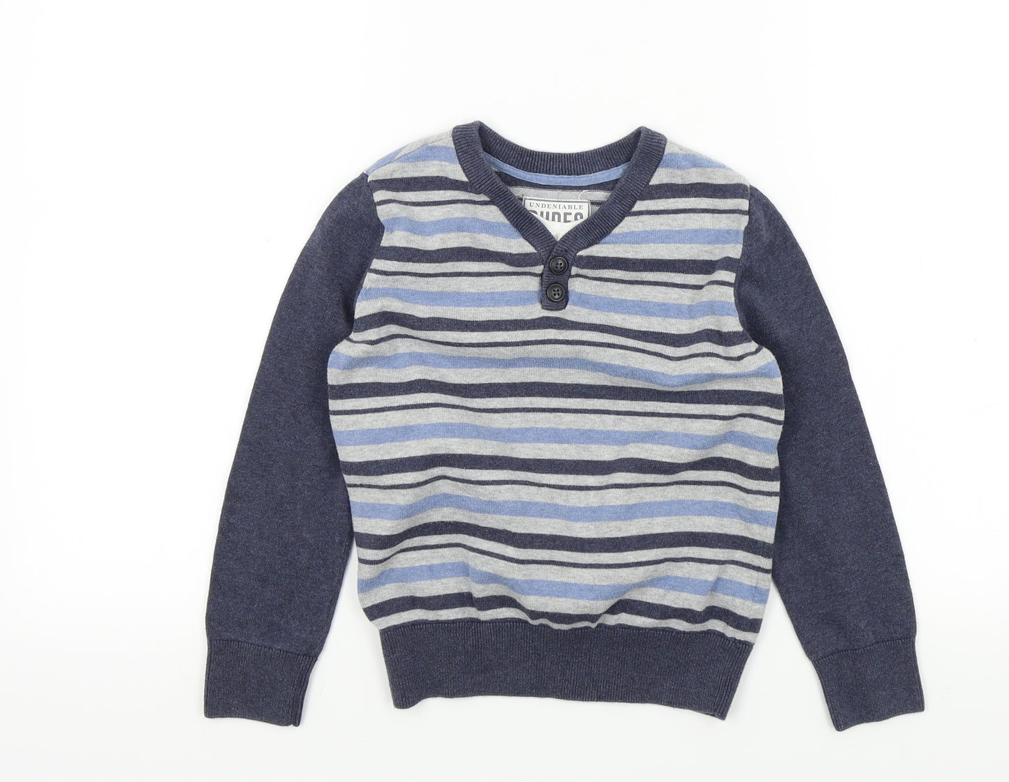 dudes Boys Blue Striped  Pullover Jumper Size 8 Years