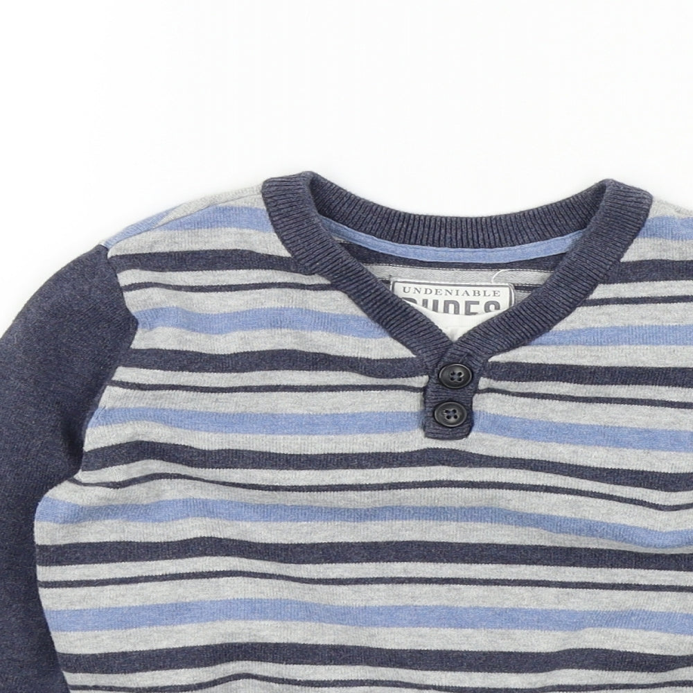 dudes Boys Blue Striped  Pullover Jumper Size 8 Years