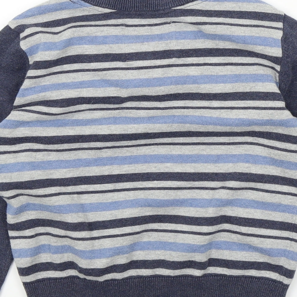 dudes Boys Blue Striped  Pullover Jumper Size 8 Years