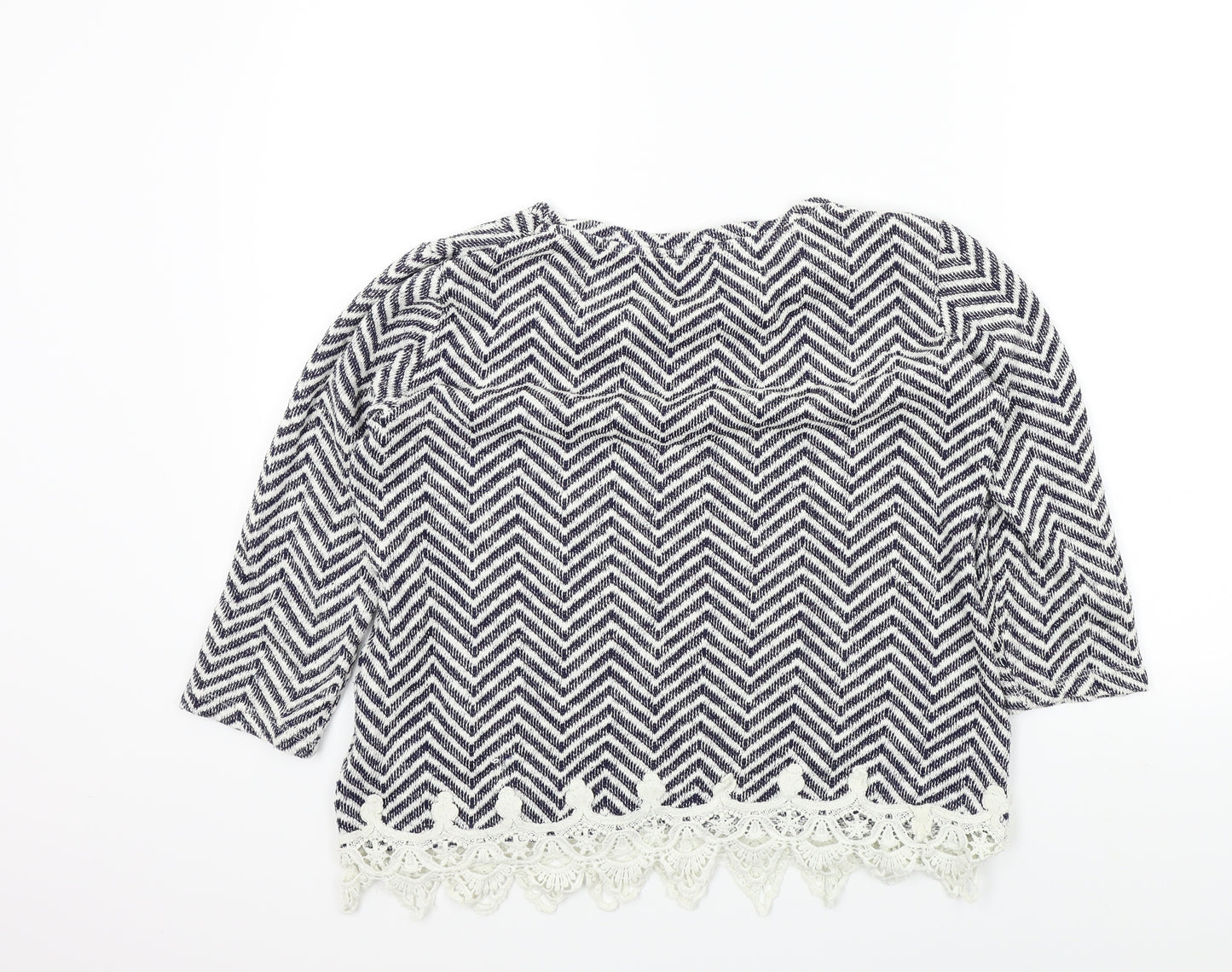 Dorothy Perkins Womens Blue Geometric  Pullover Jumper Size 12  - LACE HEM