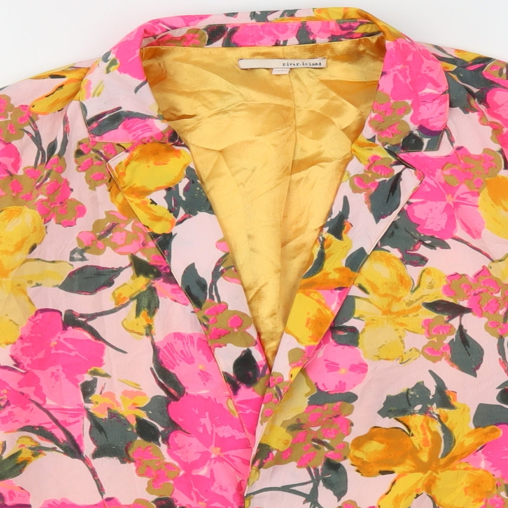 River Island Womens Pink Floral  Jacket Blazer Size 14