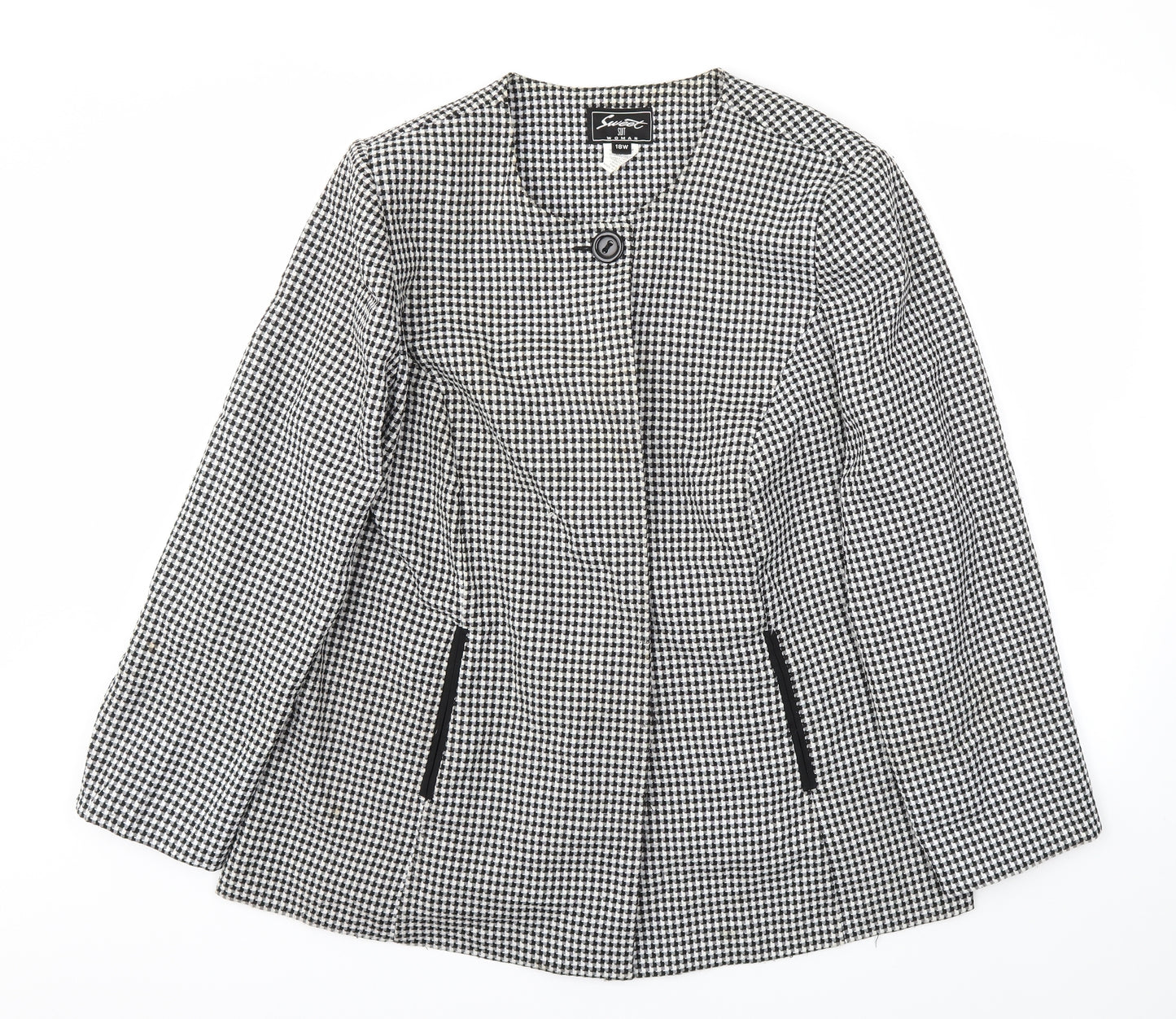 SWEET Womens Black Check  Jacket Blazer Size 18