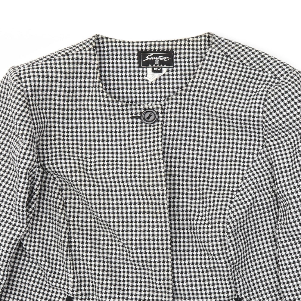 SWEET Womens Black Check  Jacket Blazer Size 18