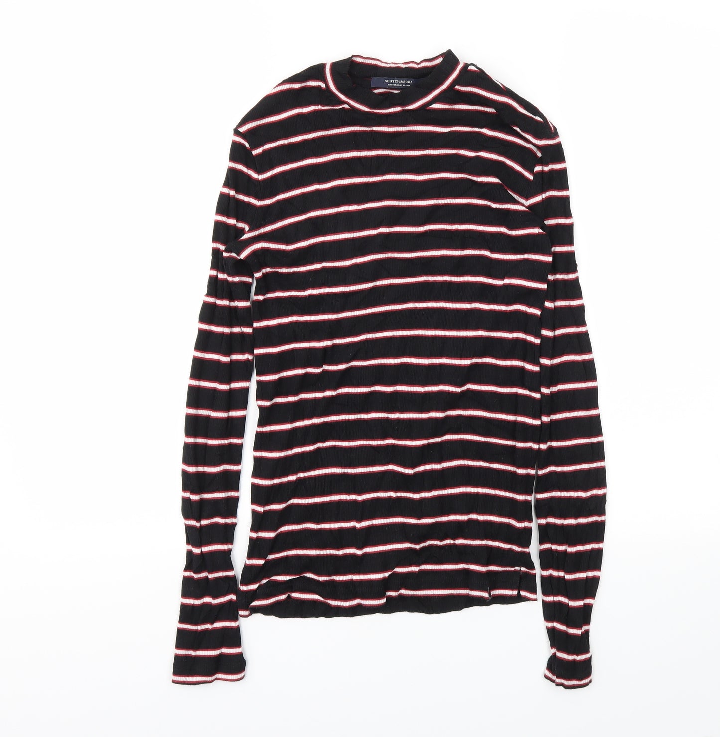 Scotch & Soda Womens Black Striped  Basic T-Shirt Size S