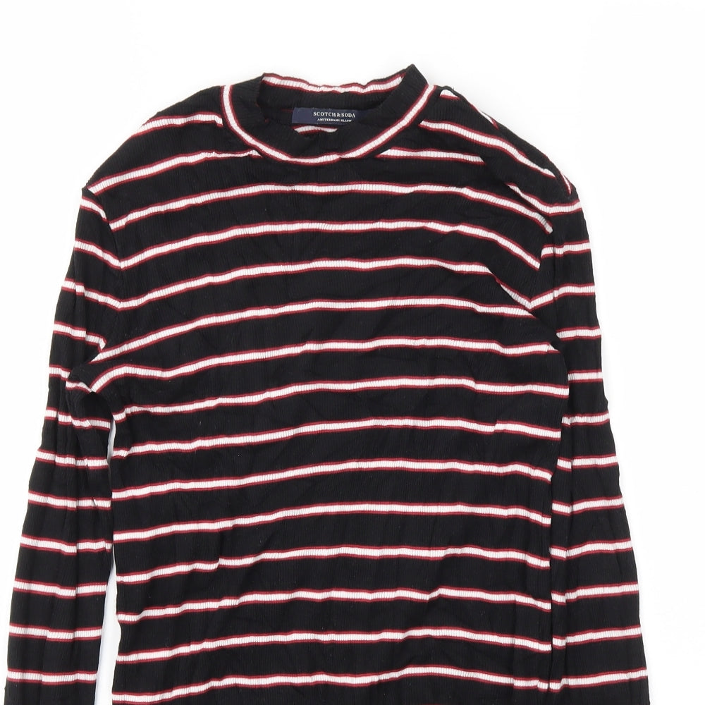 Scotch & Soda Womens Black Striped  Basic T-Shirt Size S