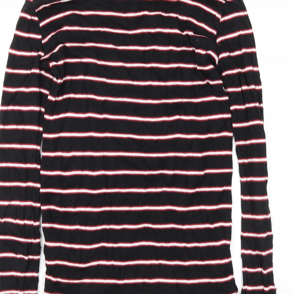 Scotch & Soda Womens Black Striped  Basic T-Shirt Size S