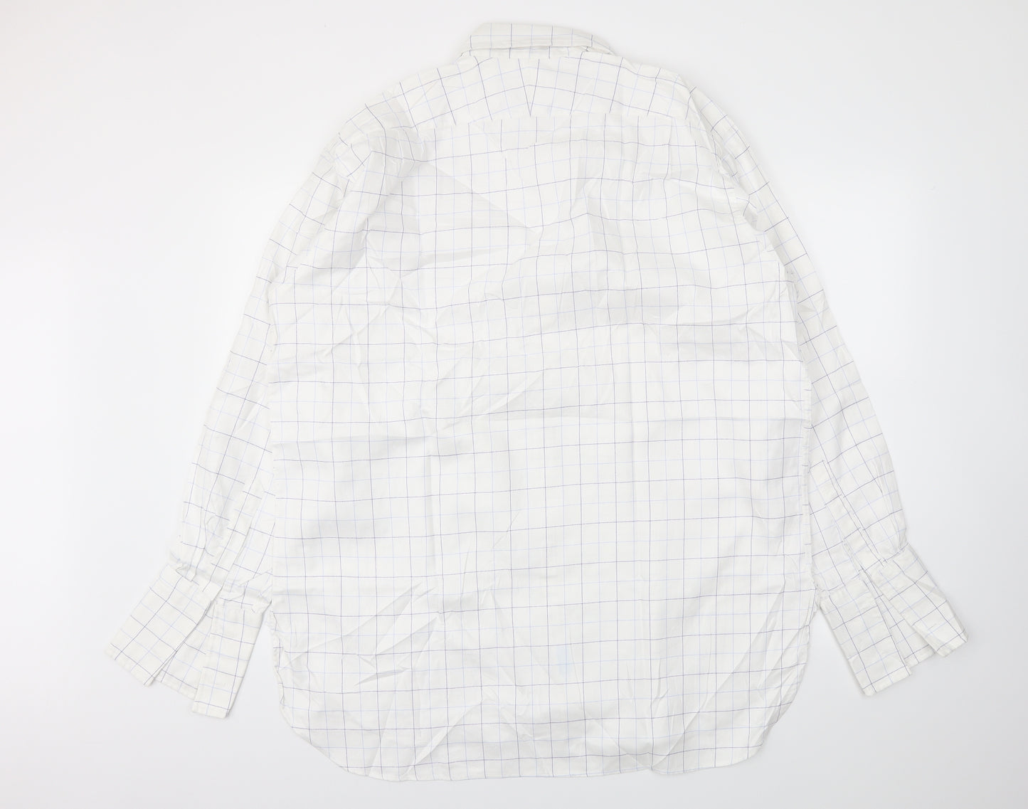 Hackett Mens White Check   Dress Shirt Size 18