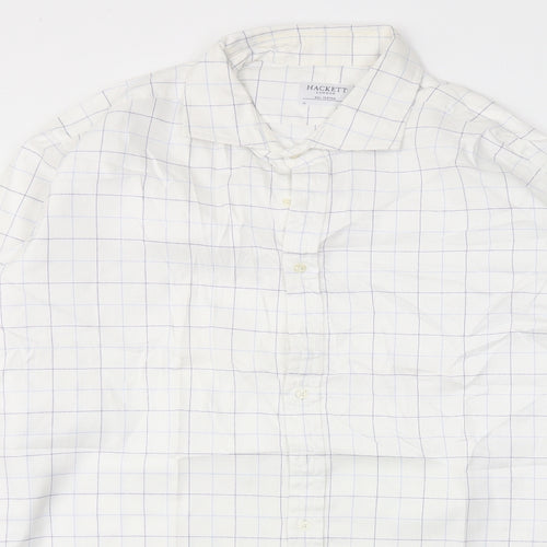 Hackett Mens White Check   Dress Shirt Size 18