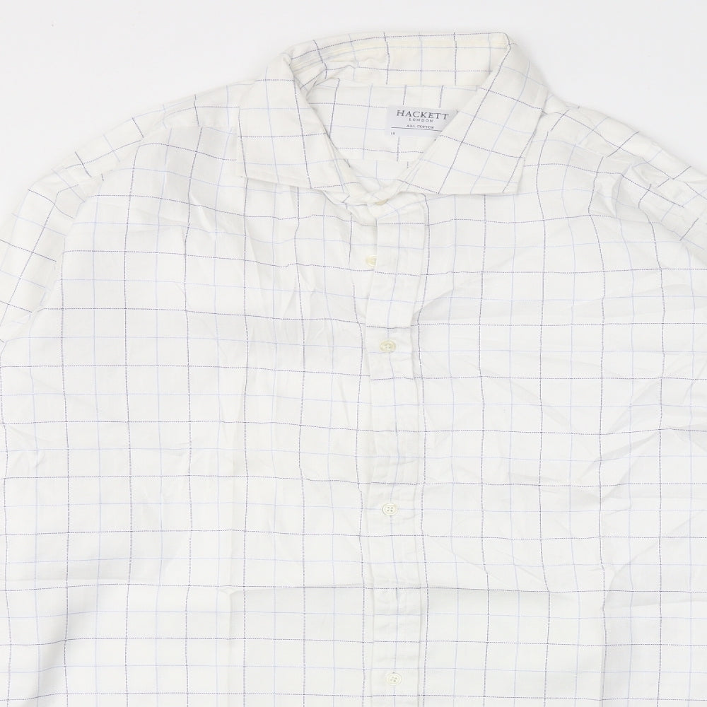 Hackett Mens White Check   Dress Shirt Size 18
