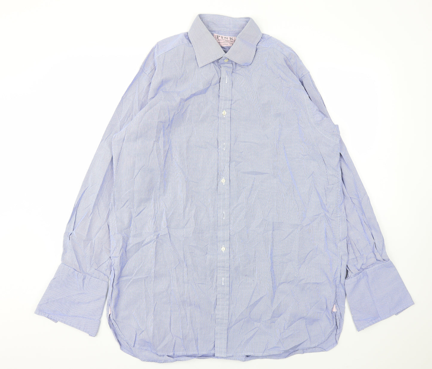 PINK Mens Blue    Dress Shirt Size 17