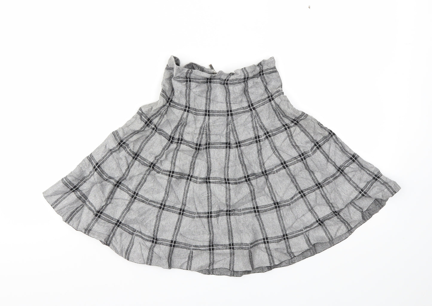 Primark Womens Grey Check  Flare Skirt Size 10