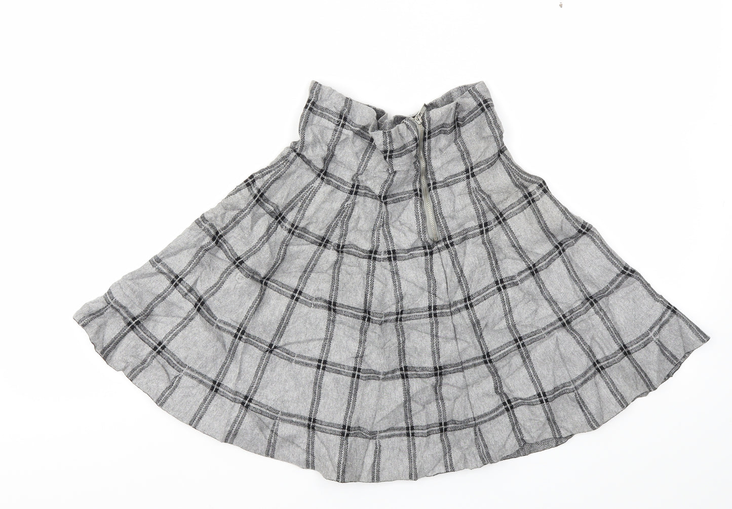 Primark Womens Grey Check  Flare Skirt Size 10