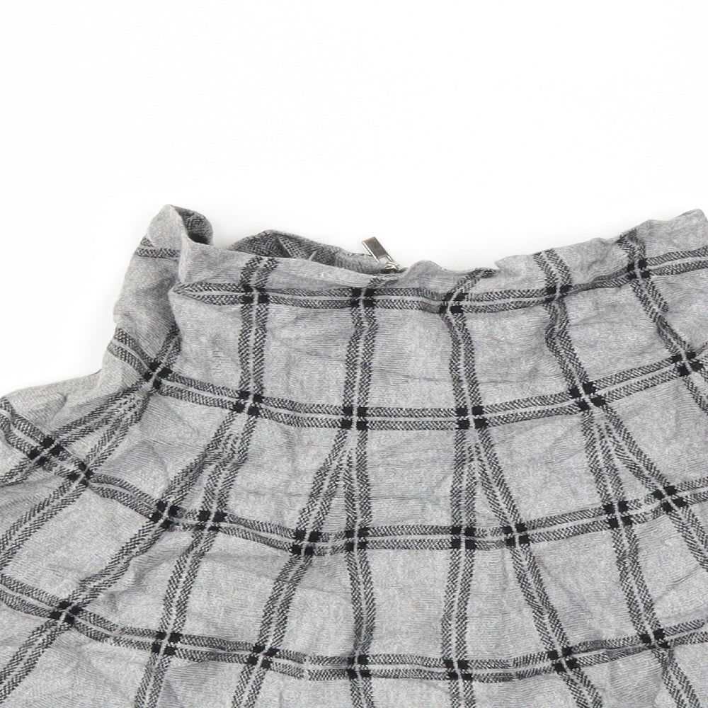 Primark Womens Grey Check  Flare Skirt Size 10