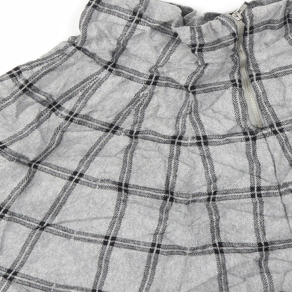 Primark Womens Grey Check  Flare Skirt Size 10