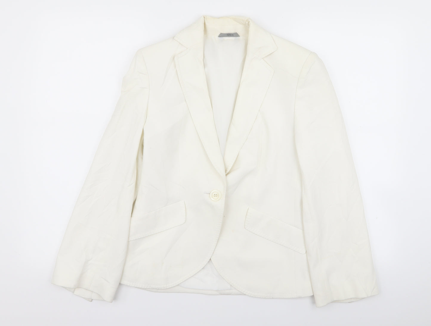 M&S Womens White   Jacket Blazer Size 10