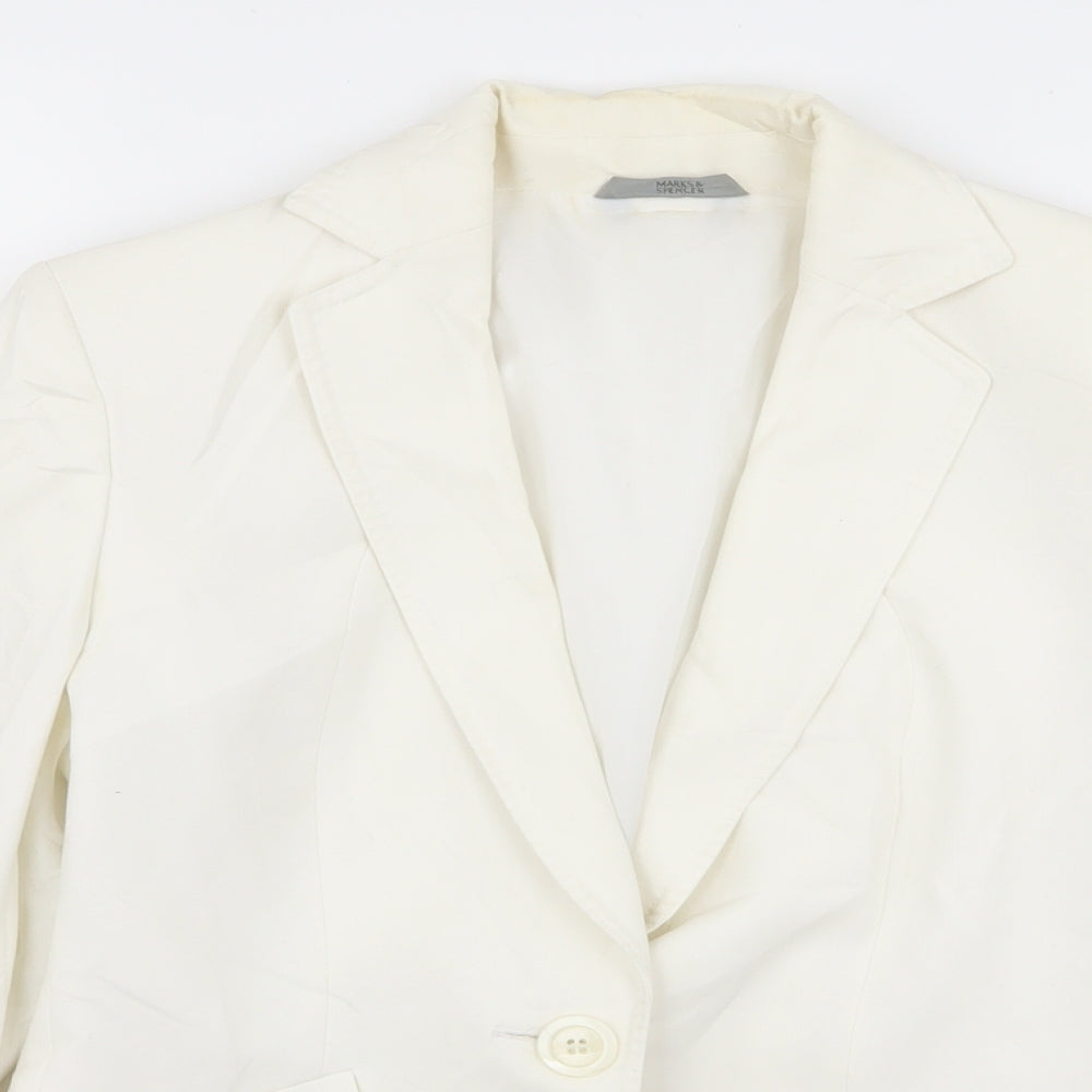 M&S Womens White   Jacket Blazer Size 10