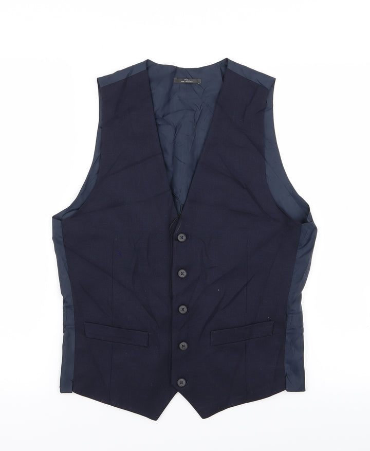 M&S Mens Blue   Jacket Suit Waistcoat Size S