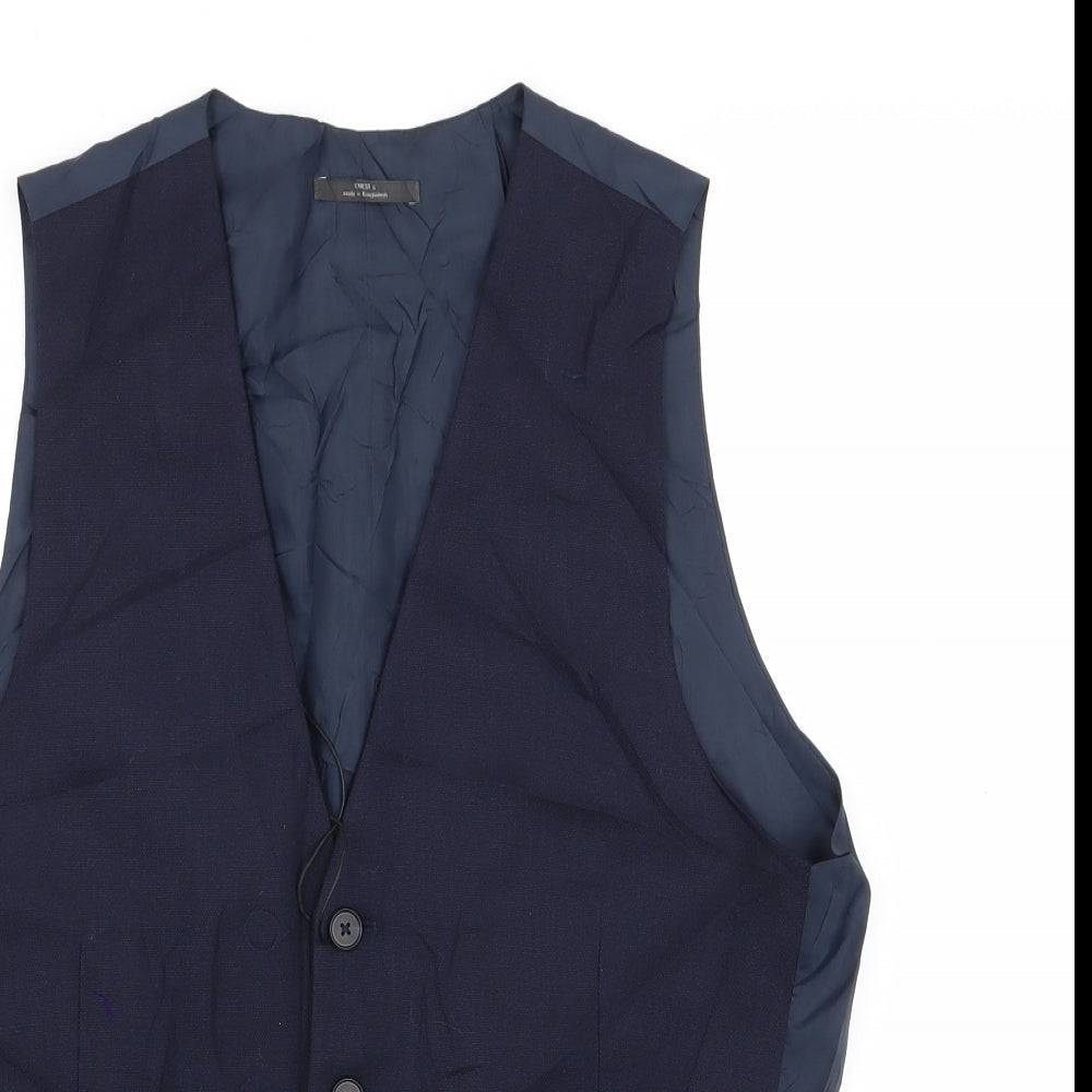 M&S Mens Blue   Jacket Suit Waistcoat Size S