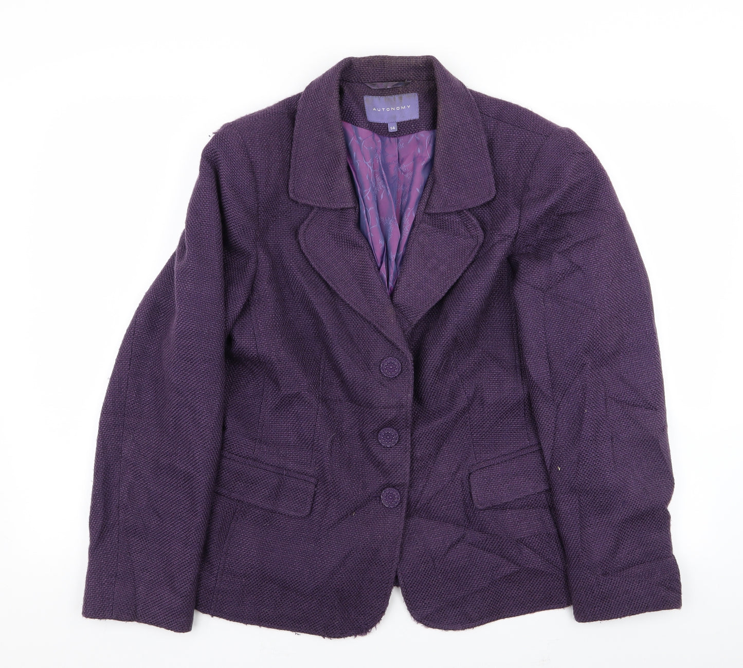 Autonomy Womens Purple   Jacket Blazer Size 14