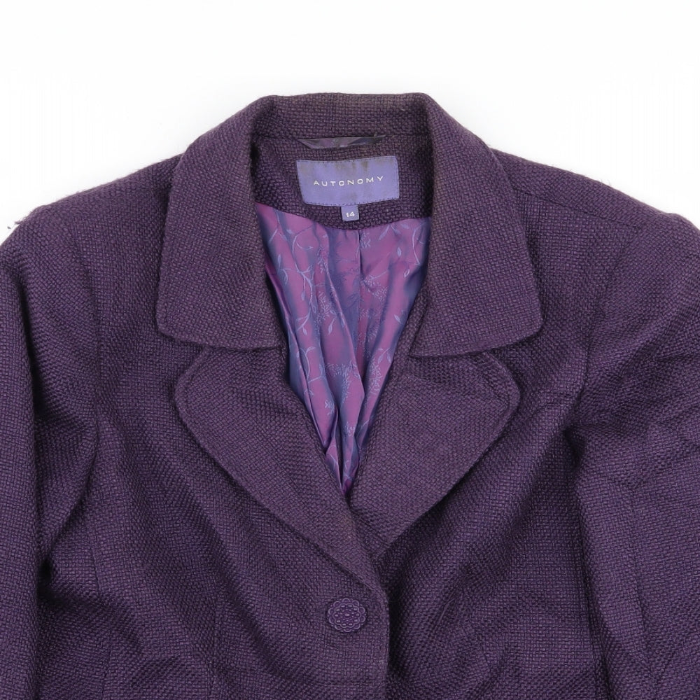 Autonomy Womens Purple   Jacket Blazer Size 14