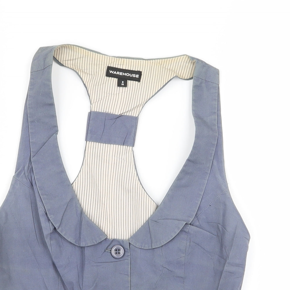 Warehouse Womens Blue   Jacket Suit Waistcoat Size 8
