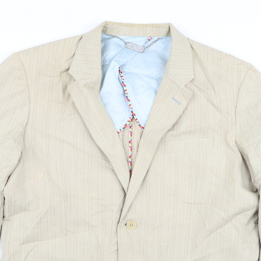 Penguin Mens Beige Striped  Jacket Blazer Size XL