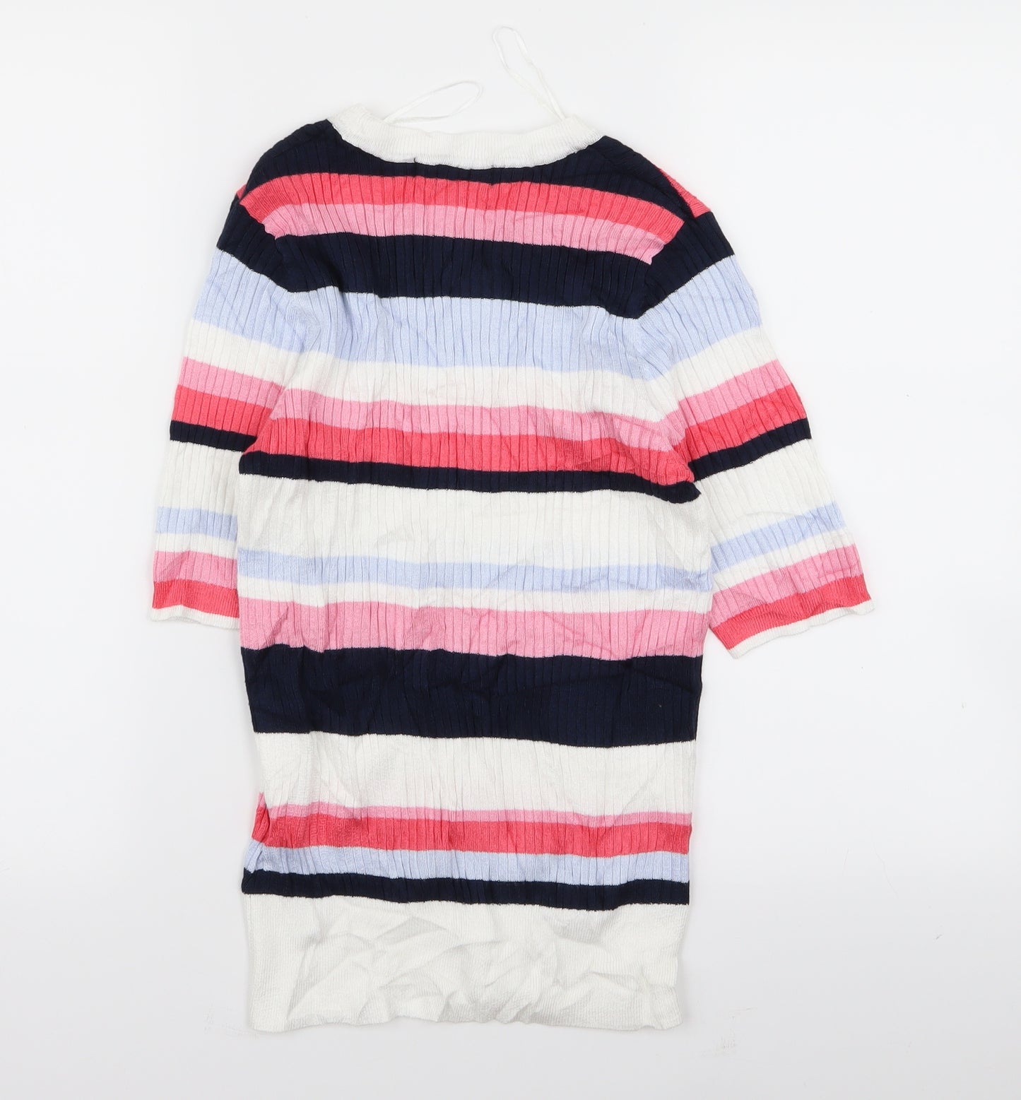 M&S Womens Multicoloured Striped  Basic T-Shirt Size 10