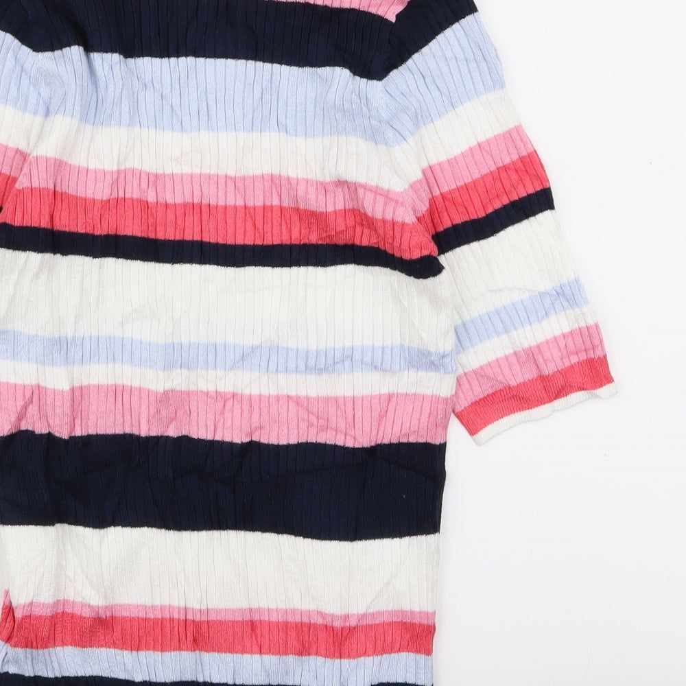 M&S Womens Multicoloured Striped  Basic T-Shirt Size 10