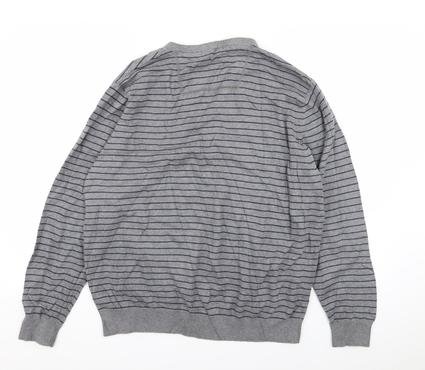 TU Mens Grey Striped  Pullover Jumper Size XL  - top/jumper