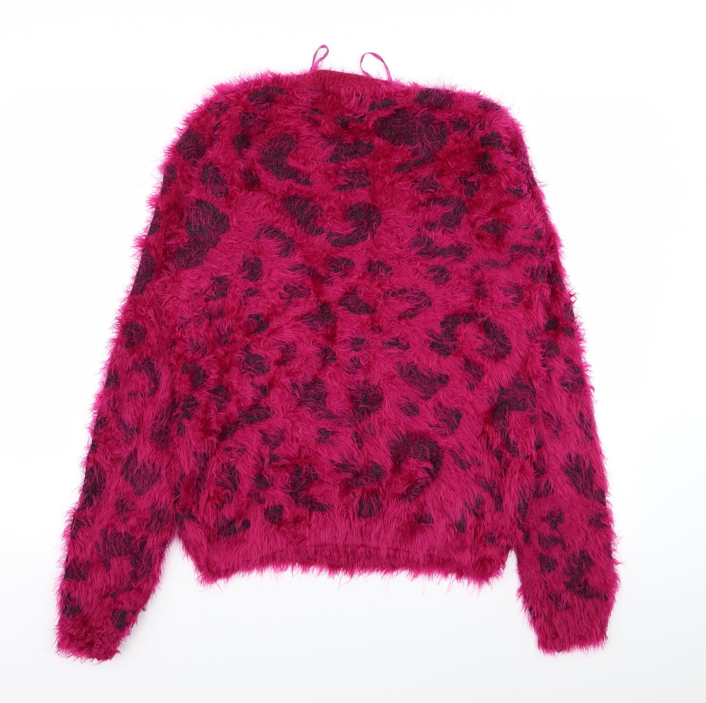 Papaya Womens Pink Animal Print  Pullover Jumper Size M