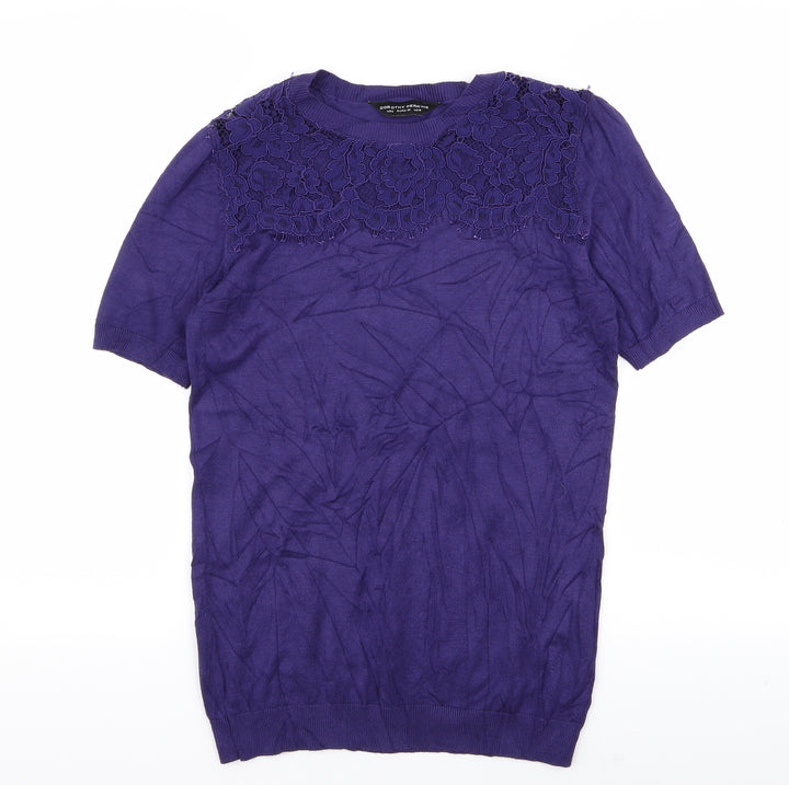 Dorothy Perkins Womens Purple Floral  Basic T-Shirt Size 10
