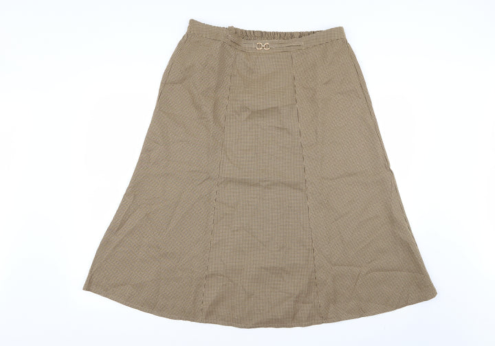 Damart Womens Yellow Houndstooth Flare Skirt Size 18 - Stretch waistband