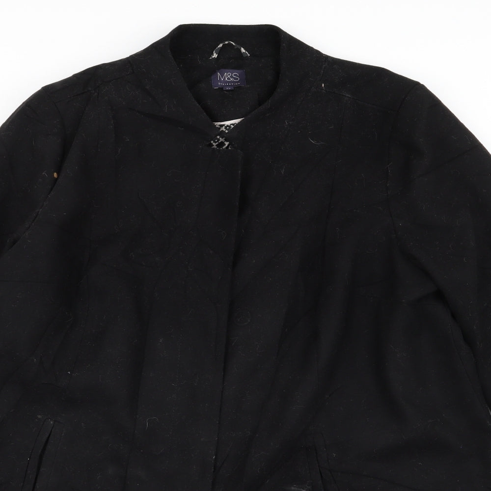 M&S Womens Black   Overcoat Coat Size 22
