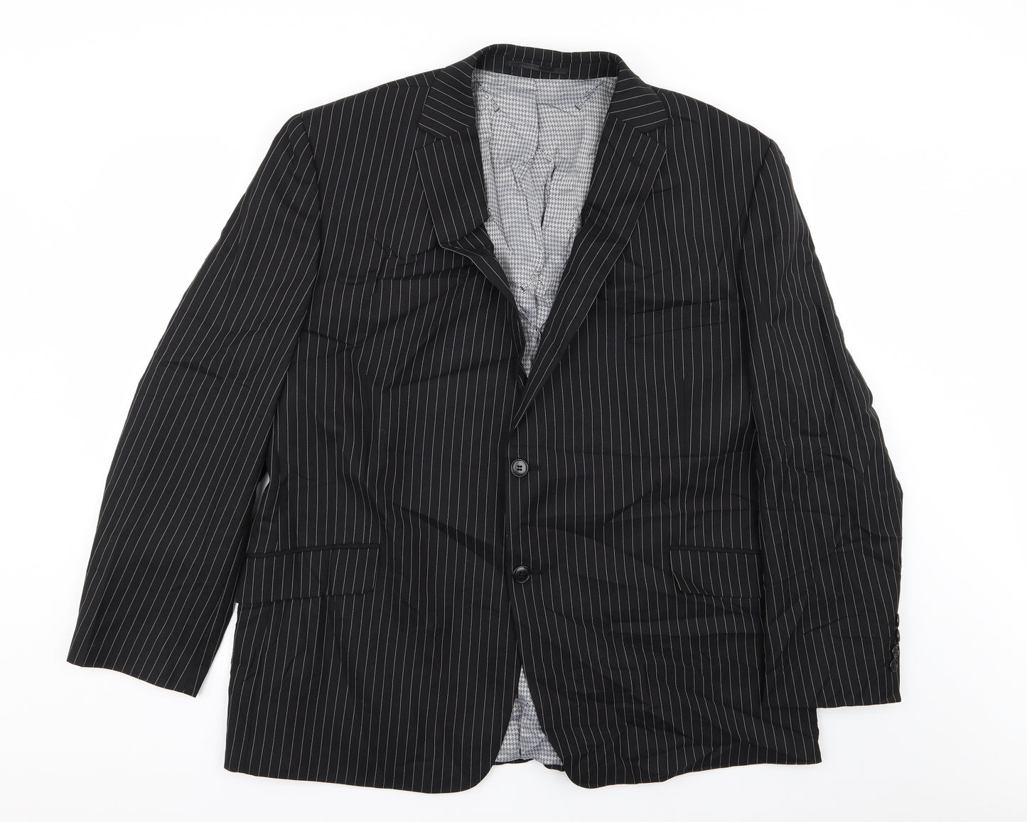 Ben Sherman Mens Black Striped  Jacket Blazer Size 42