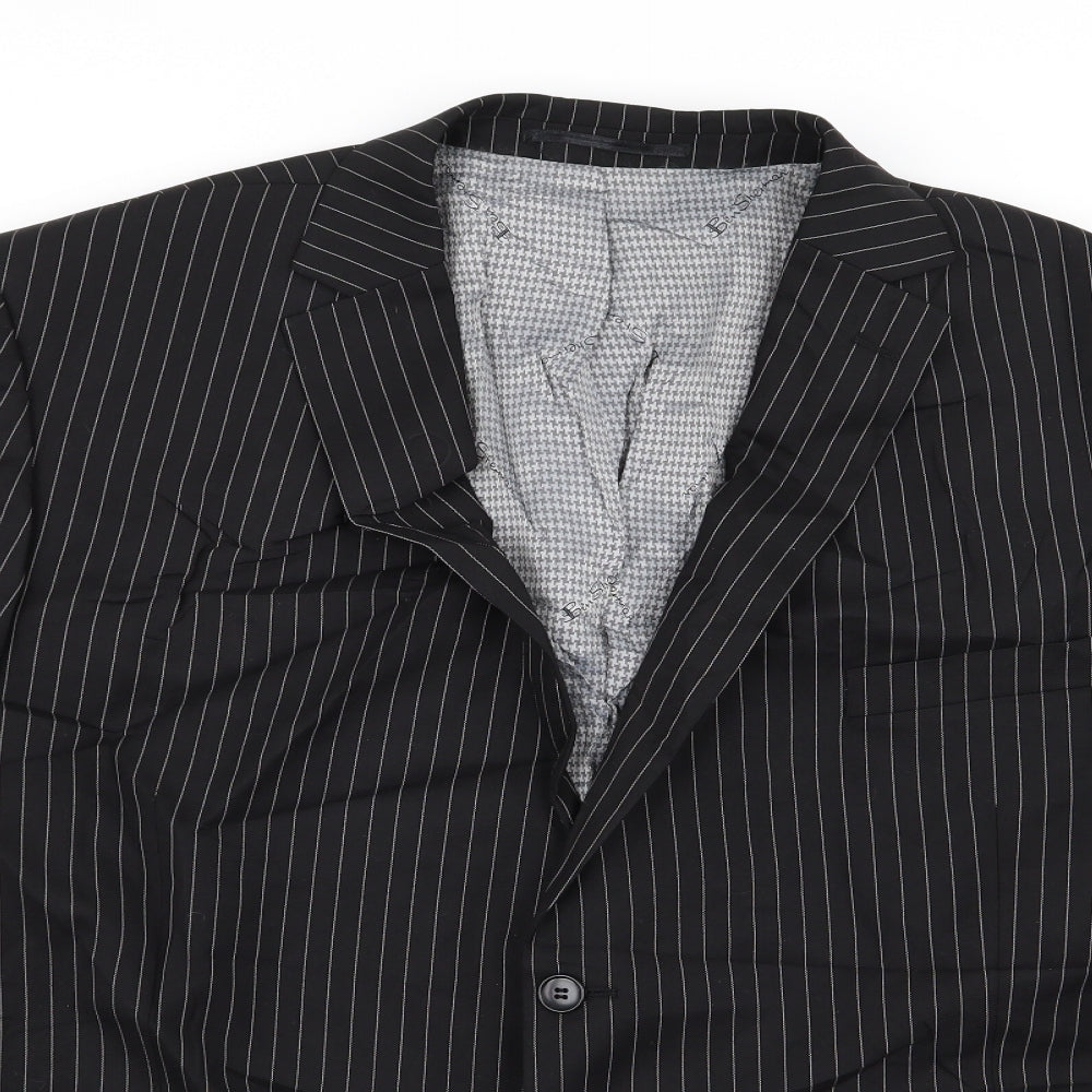 Ben Sherman Mens Black Striped  Jacket Blazer Size 42