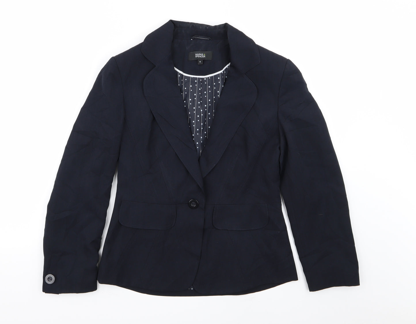 M&S Womens Blue   Jacket Blazer Size 8