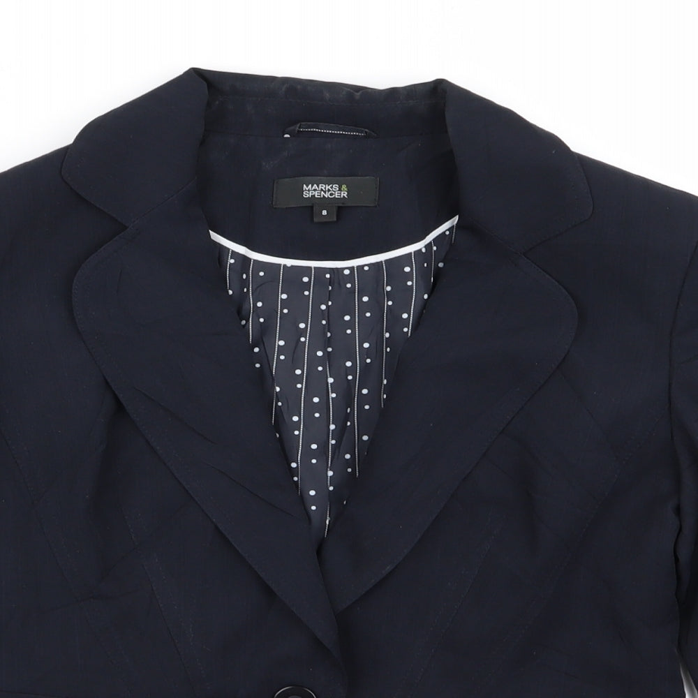 M&S Womens Blue   Jacket Blazer Size 8