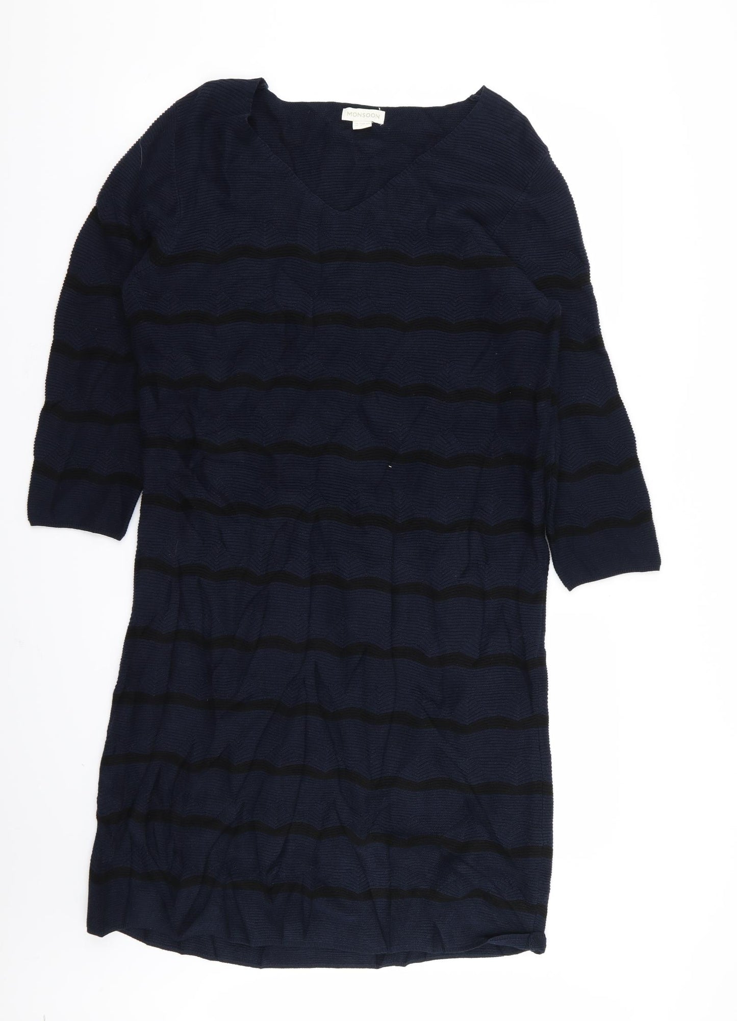Monsoon Womens Blue Striped  Jumper Dress  Size 18