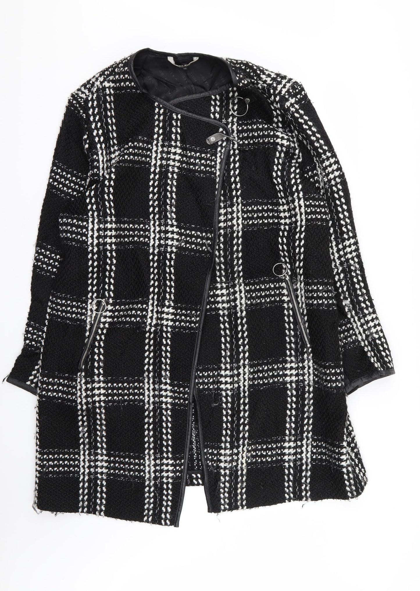 Star Womens Black Check  Overcoat Coat Size 20