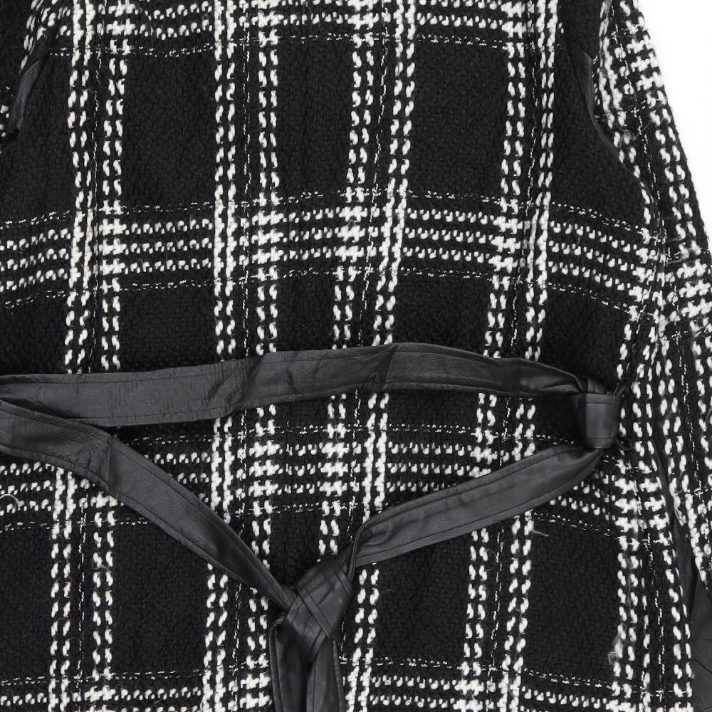 Star Womens Black Check  Overcoat Coat Size 20