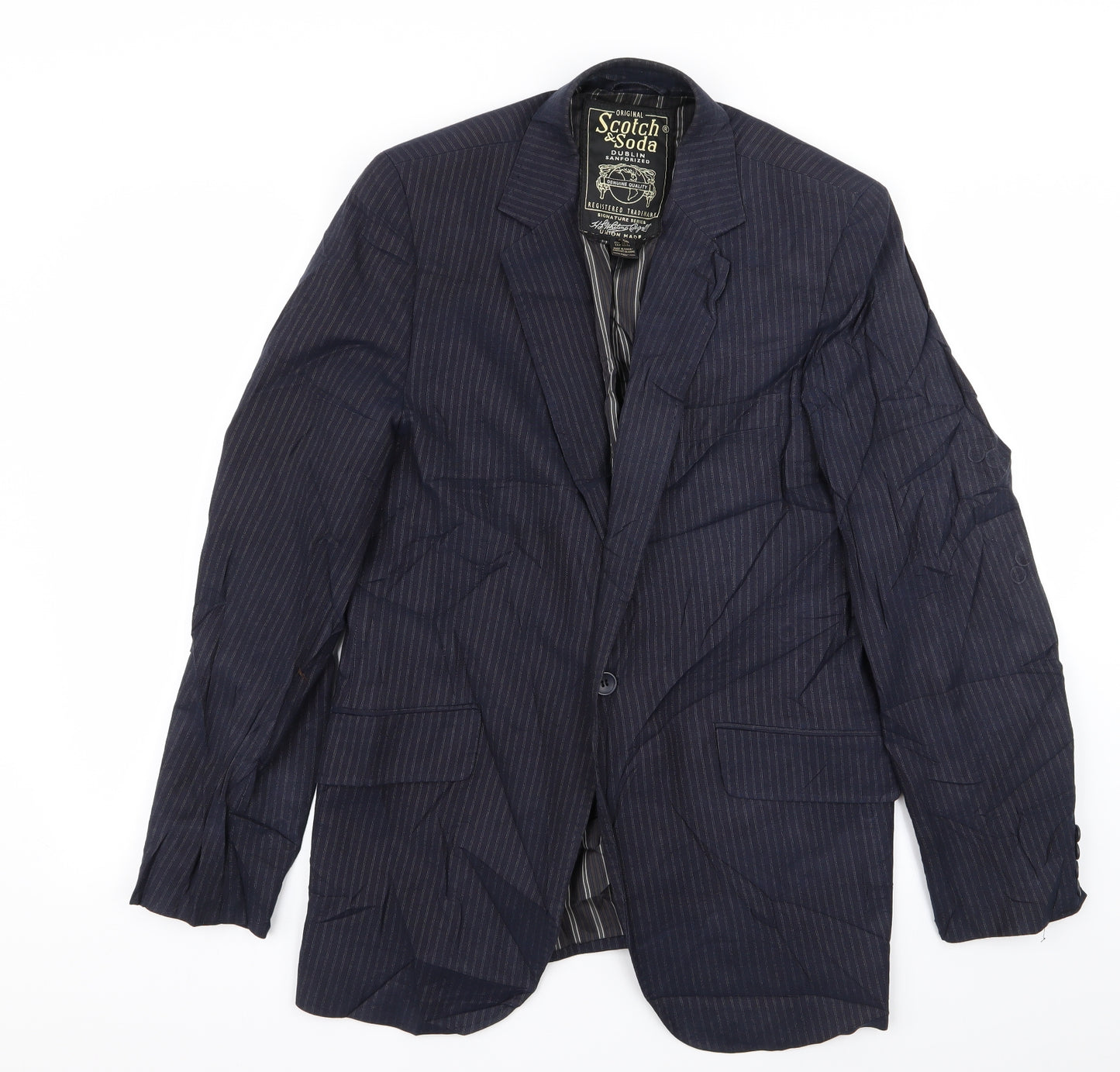 Scotch & Soda Mens Blue Striped  Jacket Blazer Size L