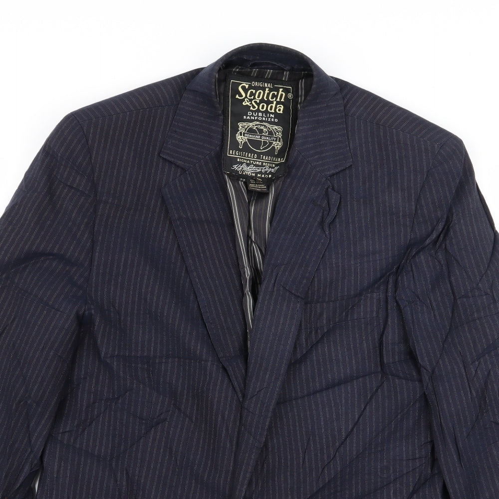 Scotch & Soda Mens Blue Striped  Jacket Blazer Size L