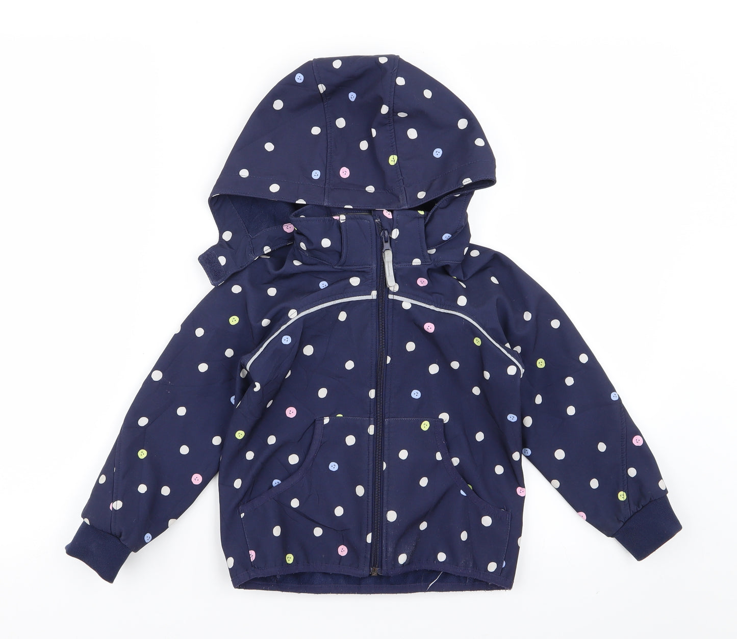 H&M Girls Blue Polka Dot  Basic Coat Coat Size 4 Years