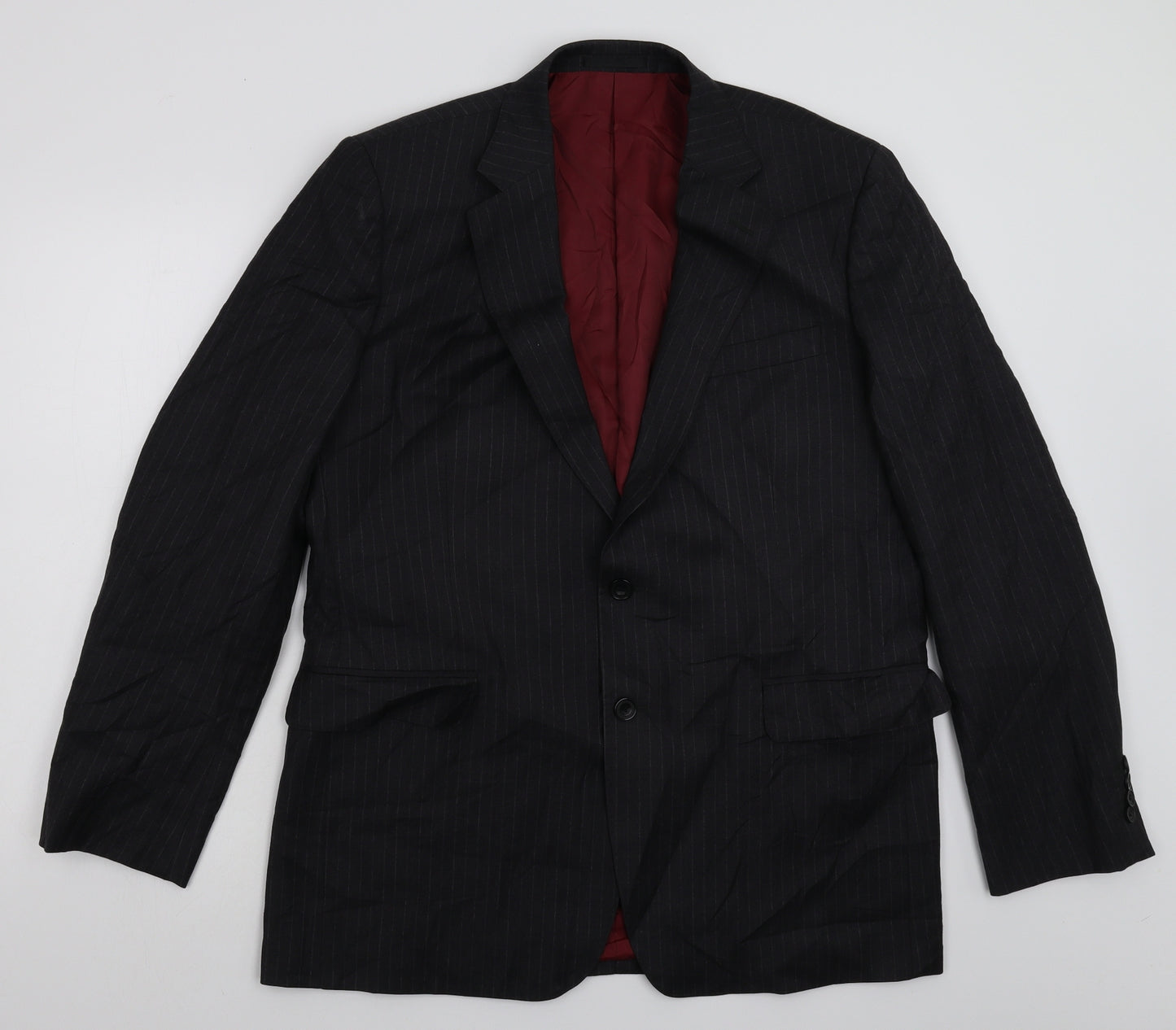 Jaeger Mens Black Striped  Jacket Suit Jacket Size 44